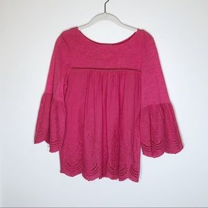 Cupio blouse pink 3/4 sleeve bell sleeve S